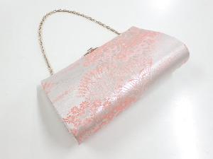 リサイクル　銀糸草花模様織り出し和装バッグ